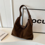 Leather Hobo Bags for Women Brown Suede Purse Slouchy Tote Bag Suede Tote Bag Fall Winter V1107-LEATHER HOBO BAGS-BROWN