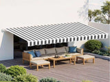 Instahut Retractable Folding Arm Awning Motorised Sunshade 5Mx3M Grey White AWN-B-ARM-REMOTE-50X30-GRWH