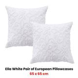 Bianca Pair of Ella White European Pillowcases 65 x 65cm V442-BCA-PILLOWC-ELLA-WHITE-EU