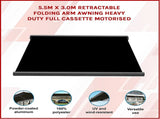 5.5m x 3.0m Retractable Folding Arm Awning Heavy Duty Full Cassette Motorised V63-842621