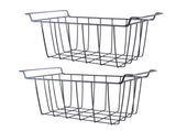 2 Pcs Freezer Wire Storage Basket PE Coated Hanging Rack Organizer Bin Black for Refrigerator V1294-YM0706-3113230263711