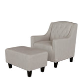 Canberra Fabric Armchair & Ottoman in Natural Linen V1041-JSF-5007NATURAL