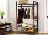 Heavy Duty Clothes Rack 3 Tiers MDF & Metal Iron Rail V178-66998
