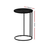 Artiss Coffee Table Side Table Round Black Martha FURNI-G-IND-COF-01-BK