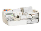 Makeup Organizer Multifunctional Skincare Cosmetic Storage with 2 Drawers for Vanity Desktop White V1294-YM0901-3117240232211