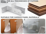 8 Set L-shaped Urinal Screen Brackets Polished Chrome 2-ear 3.5'' Long for All Panel Thicknesses V1258-DP02-C-2855