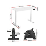 Artiss 120cm Electric Standing Desk with Mini Peal Exercise Bike Home Office SDPE-ET157-120WH-012