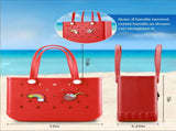 EVA Beach Tote Bag for Swimming, Pool & Travel Waterproof Washable Rubber Handbag with 2 Random V1107-CS-STDDBHS