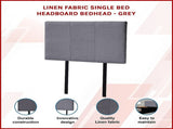 Linen Fabric Single Bed Headboard Bedhead - Grey V63-800817