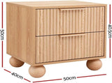 Artiss Queen Bed Frame and 2 Bedside Table Set, Boucle Upholstery Platform Bed BFRAME-G-DUNE-BS-03X2