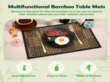 8 Pack Bamboo Placemats, Heat Resistant Anti Slip Washable Table Mats, Natural Black Brown V1188-MS-721-155