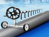 Aqua Buddy Pool Cover 600 Micron Solar Heat Blanket LDPE 10.5x4.2m w/ 5.55m Roller PC-105X42-XL-DX-BL-ROLLER
