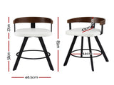 2x Artiss Bar Stools Swivel Kitchen Chairs Metal Legs Bentwood Counter White PU BA-TW-W0100-WHX2