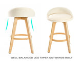 2X Wood Bar Stool Dining Chair Fabric LEILA 72cm BEIGE V274-FT-WBSFAB-82BE2