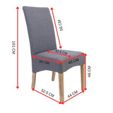 Jackson Dining Chair Set of 2 Fabric Seat Solid Pine Wood Furniture - Grey V315-VOD-MESS-20-2PC-KIT