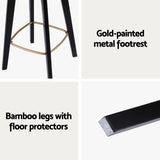 Artiss 2x Bar Stools Rattan Counter Kitchen Dinning Chair Bamboo Saddle Black BA-Y-1033-BKX2