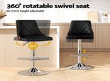Artiss Bar Stool Bentwood Swivel Adjustable Kitchen Counter Stool Leather Black BA-TW-T4061-BK