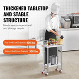Stainless Steel Work with Wheels 24 x 12 x 32 Inch Prep with 4 Casters Heavy Duty Work V952-SYGZT12X24INDJL01V0