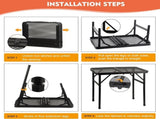 Camping Table with Mesh Desktop, Lightweight & Portable Small Folding Grill Table, Height Adjustable V1259-DP01-I-00035