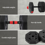 Everfit 40kg Adjustable Dumbbell Barbell Set Weight Plates Home Workout FIT-M-DBS-40KG-AB