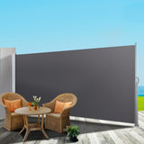 Instahut Side Awning Sun Shade Outdoor Blinds Retractable Screen 1.4X3M GR AWN-B-SIDE-FC-140-GREY