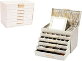 CARLA HOME 6-Layer Large Jewelry Organizer Box for Women with Mirror, Drawers, Hooks & Dividers for LSB-36229