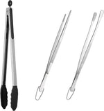 600F Heat Resistant 16in Silicone Cooking Tongs with Non Stick Rubber Tips and 12" Kitchen V1258-DP02-C-382