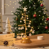 Warm Light Iron Art Crystal Christmas Tree Lamp, Battery Powered, Perfect for a Cozy Holiday V1232-ZSD-001