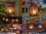 2pc Solar Lantern Outdoor Garden Hanging Lantern Waterproof Flickering Flameless Candle Mission V1369-AZ3-W-05605