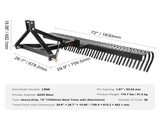 Tow Behind Dethatcher, 1.8m Tow Dethatcher with 36 Steel Tines, 3-Point Lawn Dethatcher Rake with V952-ZXSCJ72DSDLJ73TTAV0