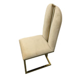 2X Dining Chair Stainless Gold Frame & Seat Beige Fabric V43-DC-FNC-BG