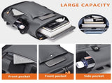 Light grey Men Large Capacity Business Laptop Backpack Waterproof PU Leather Travel Rucksack with V888-ELOSUNG43314