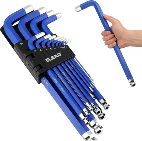 ELEAD 13Pc Extra Large Hex Key Set Long Allen Key Wrench Ball End Metric 2-19mm V465-70041