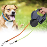 Retractable Double Dog Leash with 2 Cords 360 Degree Tangle Free Black, 3 m V1188-MS-527-075