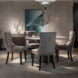 2x Velvet Dining Chairs Upholstered Tufted Kithcen Chair with Solid Wood Legs Stud Trim and V226-SW8801GY