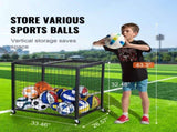 Rolling Sports Ball Storage Cart, Basketball Cage with Double Lids, Sport Equipment Holder Organizer V952-QL363026YCTJW44KTV0