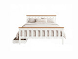 Artiss Bed Frame Double Size Wooden Platform with 2 Storage Drawers White PONY WBED-D-TC18-137-DRAW