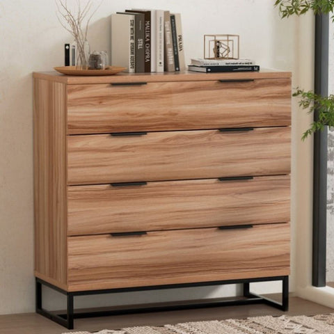 Artiss 4 Chest of Drawers Cabinet Dresser Table Tallboy Storage Bedroom Rust Oak FUR-U-CDR-4D-WD-AB