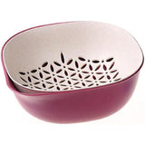 Double Layer Draining Basket, Plastic Fruit and Vegetable Colander with Fine-Hole Inner Insert, Red V1192-AZ-W-21828
