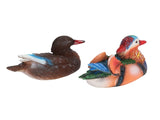 2PCS Floating Mandarin Duck Statue Resin Cute Animal Decor Sculpture Ornament for Outdoor Garden V1294-YM0521-3111230091212