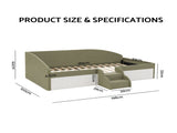 Artiss Single Upholstered Daybed, Centre Stair, Olive Green XFSI-DBRK641S-AB