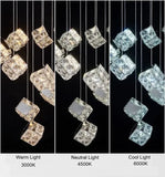 BAMDECOR LT02 12 Hanging Crystal Cube Chandelier LED Chandelier for Dining Room, Luxury Dimmable V255-BAM-LT02-12H-GOLD