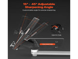 Lawn Mower Blade Sharpener and Balancer, 15&deg - 45&deg Adjustable Lawnmower Blade Sharpening Tool with 4 V952-GCDPJJYPHQ1592EDB001V0