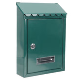 Green Locking Wall-Mounted Mailbox with Iron Post, Outdoor Home Decor and Secure Mail Storage V1369-AZ3-W-09026