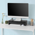 Black Monitor Stand Desk Organizer with 2 Drawers V178-84522