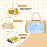 Plaid Portable Pet Carrier, Foldable Soft-Sided, 442828cm, Oxford & Polyester, Mesh & Roll-Up V1232-BXST-CW-002
