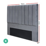 Artiss Bed Head Headboard King Velvet - VELA Grey BFRAME-F-SALA-GY-K