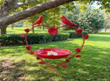 Red Iron Heart-Shaped Hanging Bird Feeder Tray, Functional Mesh for Garden Decoration, V1366-AZ2-W-26777