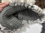 Women's Thick Rabbit Fur Knit Beanie Hat with Nordic Braids for Winter Warm, Ear Protection Thermal V1258-DP02-F-887