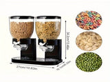 Double Cereal Dispenser, Total 2L Dual Dry Food Storage Containers with Portion Control Tap, V1192-AZ-W-26413